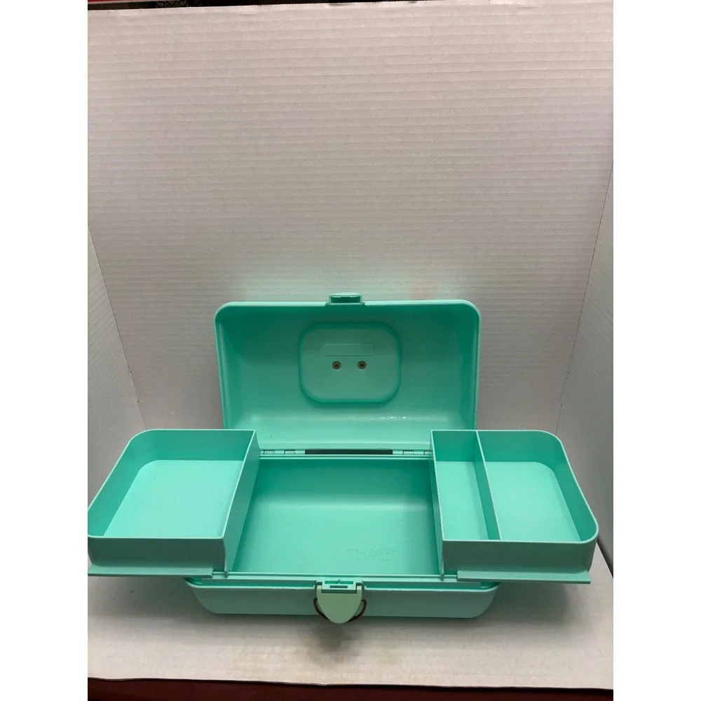 Vintage Caboodles Makeup Organizer Mint Green Model 2602 Plano Molding Co USA